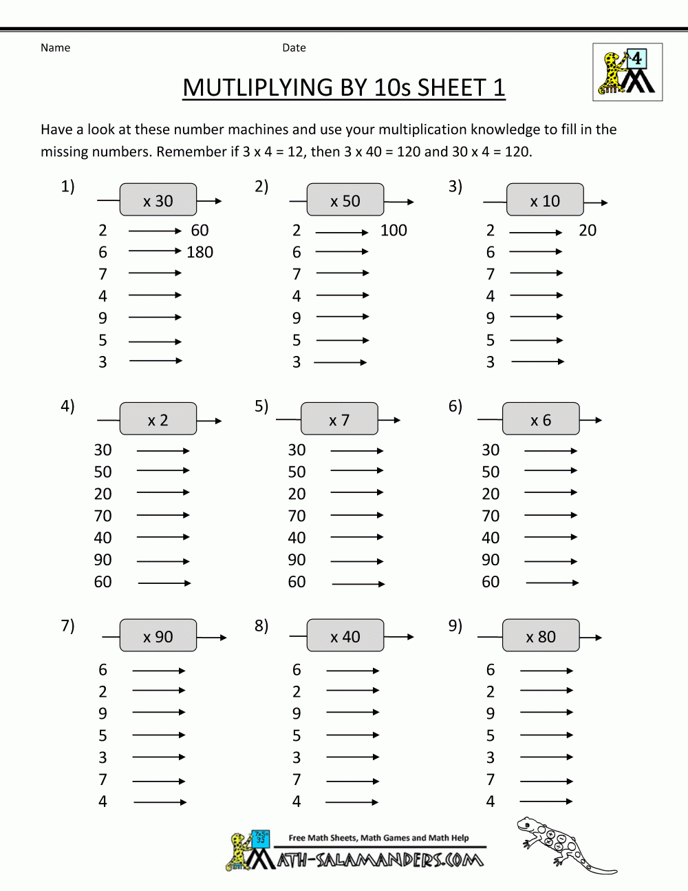 Multiplication Fact Sheets - Free Printable Multiplication Fact Sheets