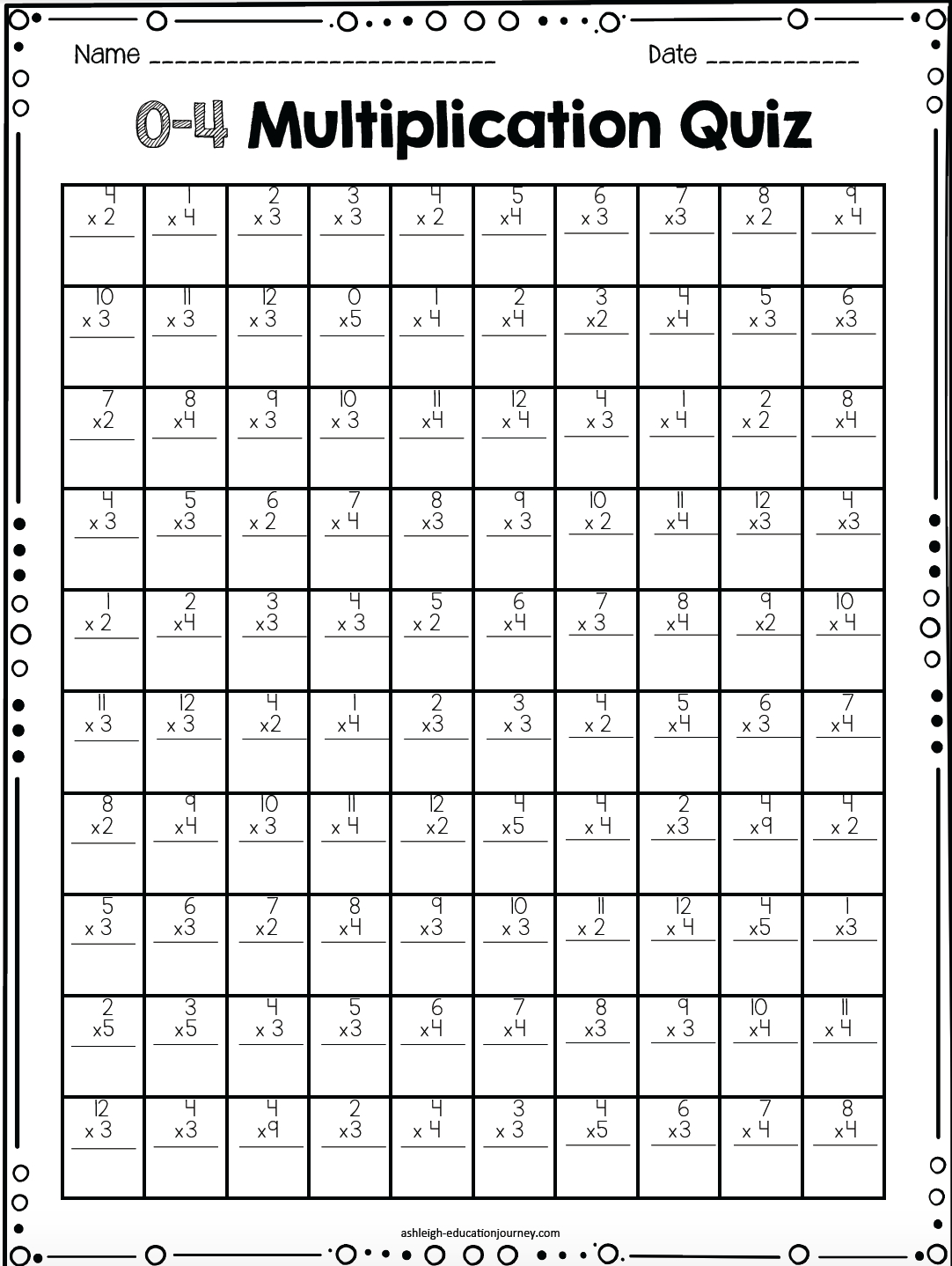  Multiplication Timed Tests The Curriculum Corner 123 Free Printable Multiplication Speed 