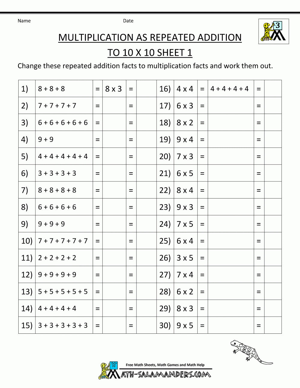 Multiplication Facts Worksheets - Understanding Multiplication To 10X10 - Free Printable Math Worksheets For 3Rd Grade