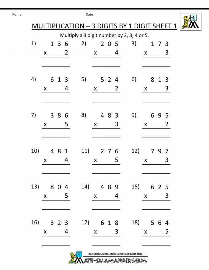 Free Printable Math Worksheets For 4Th Grade