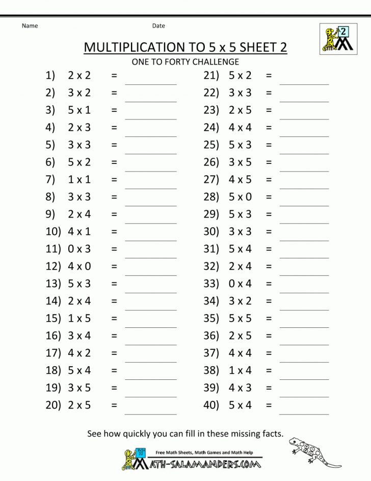 Free Printable Math Worksheets Multiplication Facts