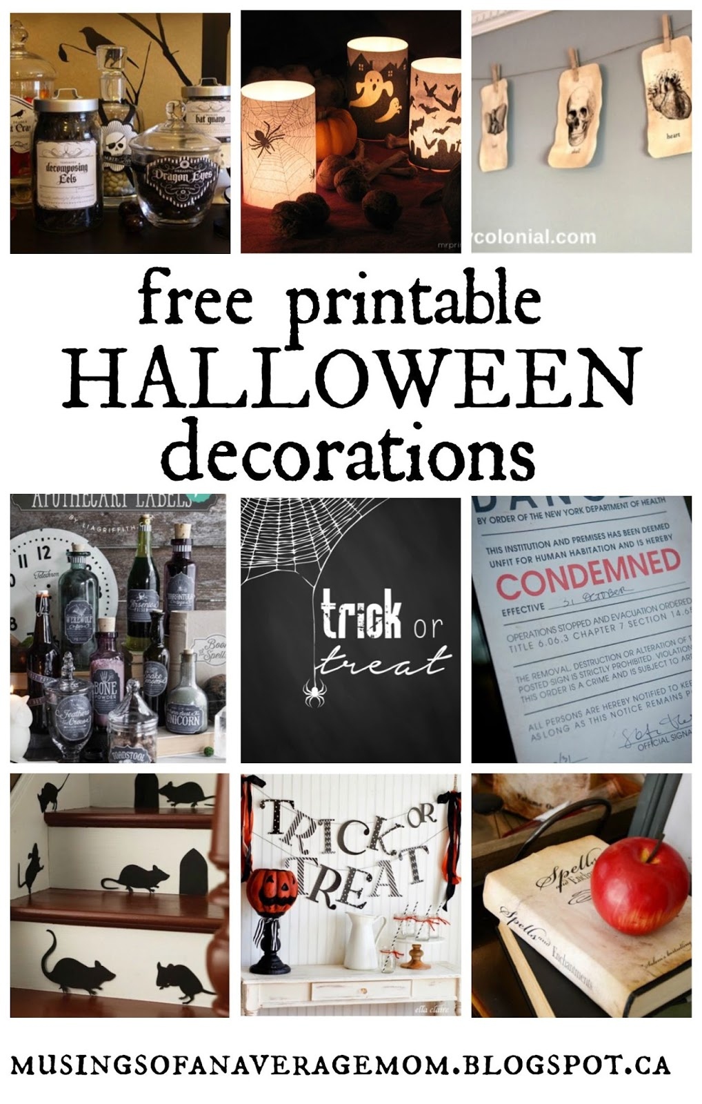 Musings Of An Average Mom: Free Printable Halloween Decorations - Free Printable Halloween Decorations