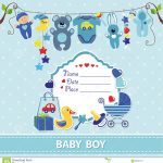 New Born Baby Boy Card Shower Invitation Template Stock Vector   Free Printable Baby Boy Cards