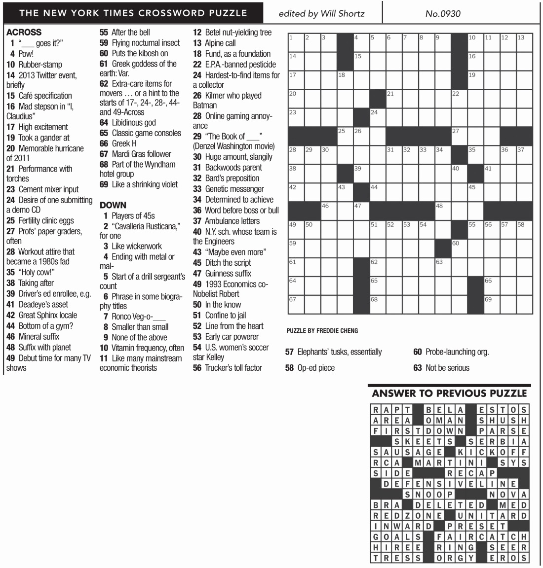 Free Printable Ny Times Crossword Puzzles Free Printable A to Z