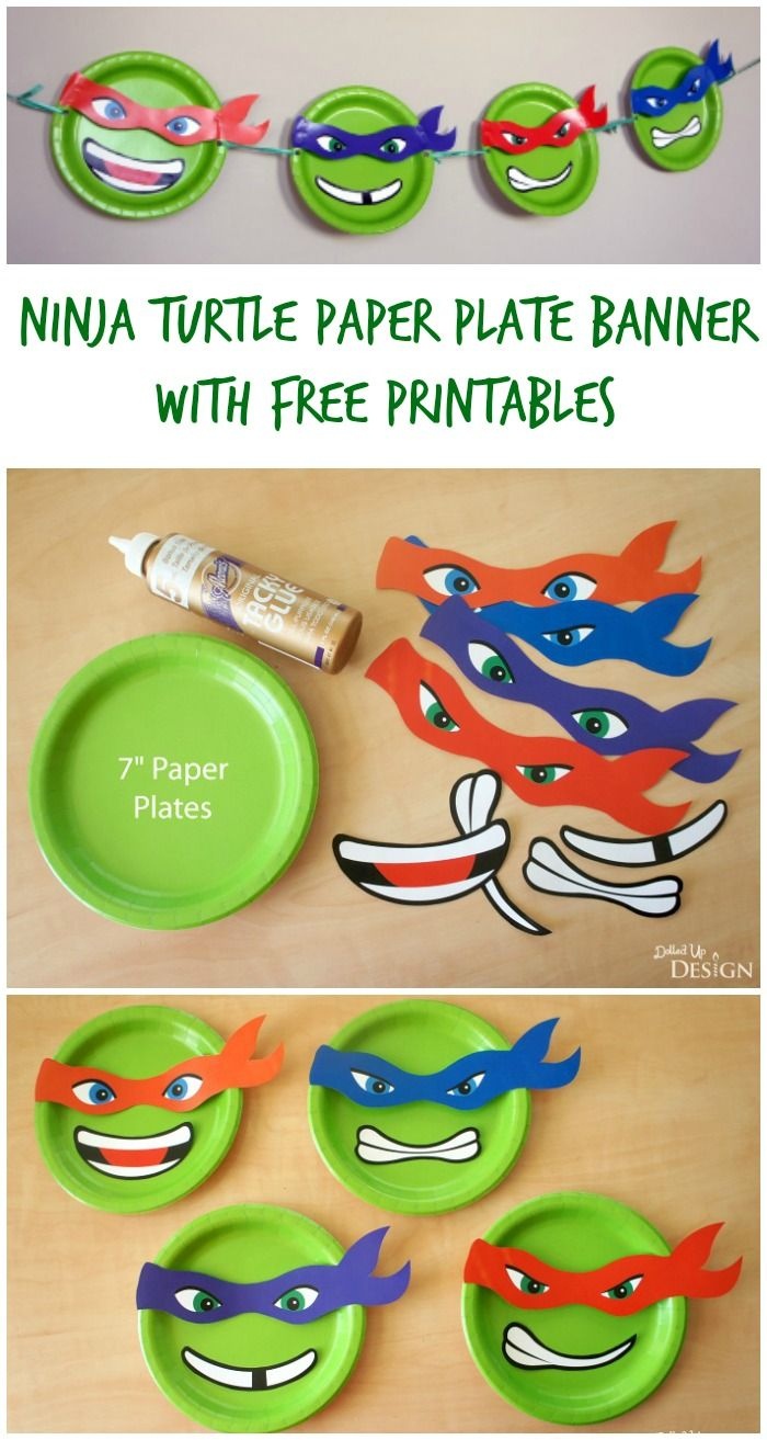 Ninja Turtle Paper Plate Banner With Free Printables | Party Ideas - Free Printable Ninja Turtle Birthday Banner