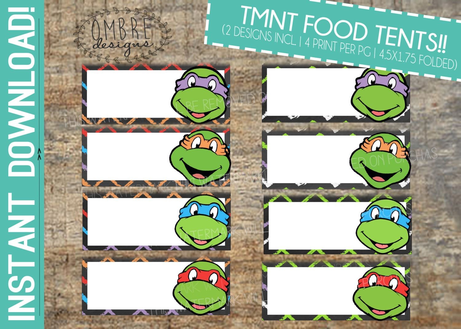 Ninja Turtles Food Tents Tmnt Food Tents Ninjaombredesigns - Free Printable Tmnt Food Labels