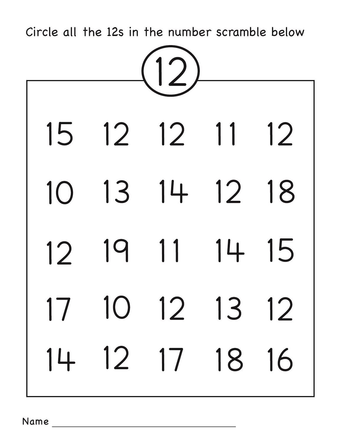 Number 12 Worksheets Easy | Numbers 11-20 | Preschool Worksheets - Free Printable Number Worksheets
