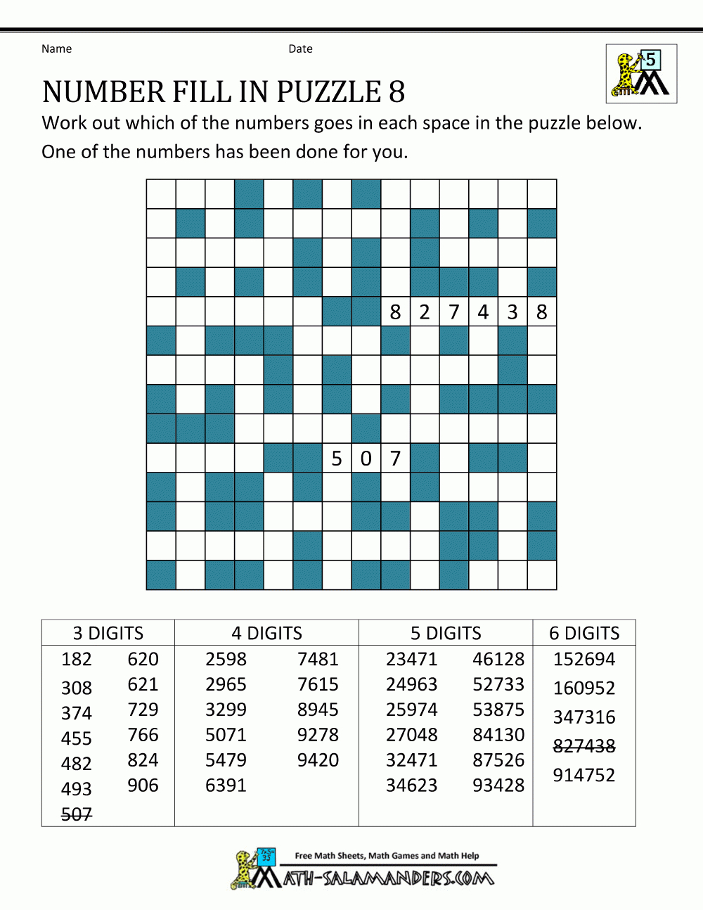 Number Fill In Puzzles Free Printable Easy Fill In Puzzles Free