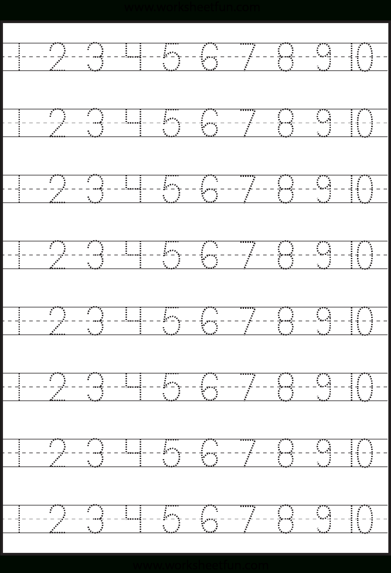 Number Tracing – 1-10 – Worksheet / Free Printable Worksheets - Free Printable Preschool Worksheets Tracing Letters