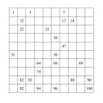 One Hundred Chart Partially Filled (A)   Free Printable Hundreds Grid