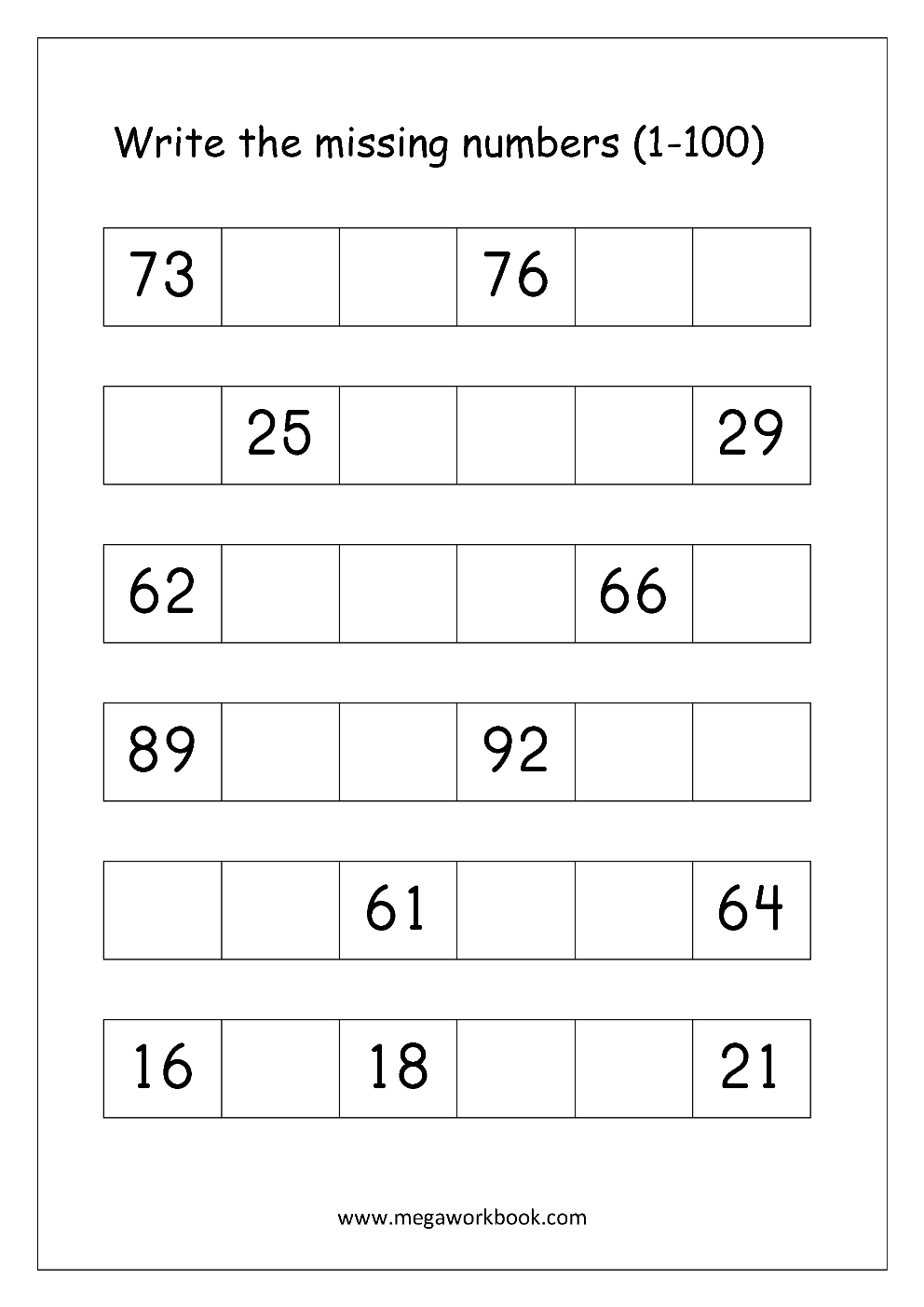 Ordering Numbers Worksheets, Missing Numbers, What Comes Before And - Free Printable Number Worksheets 1 100