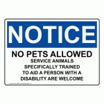 Osha Notice No Pets Service Animals Allowed Sign One 13894   Osha Signs Free Printable