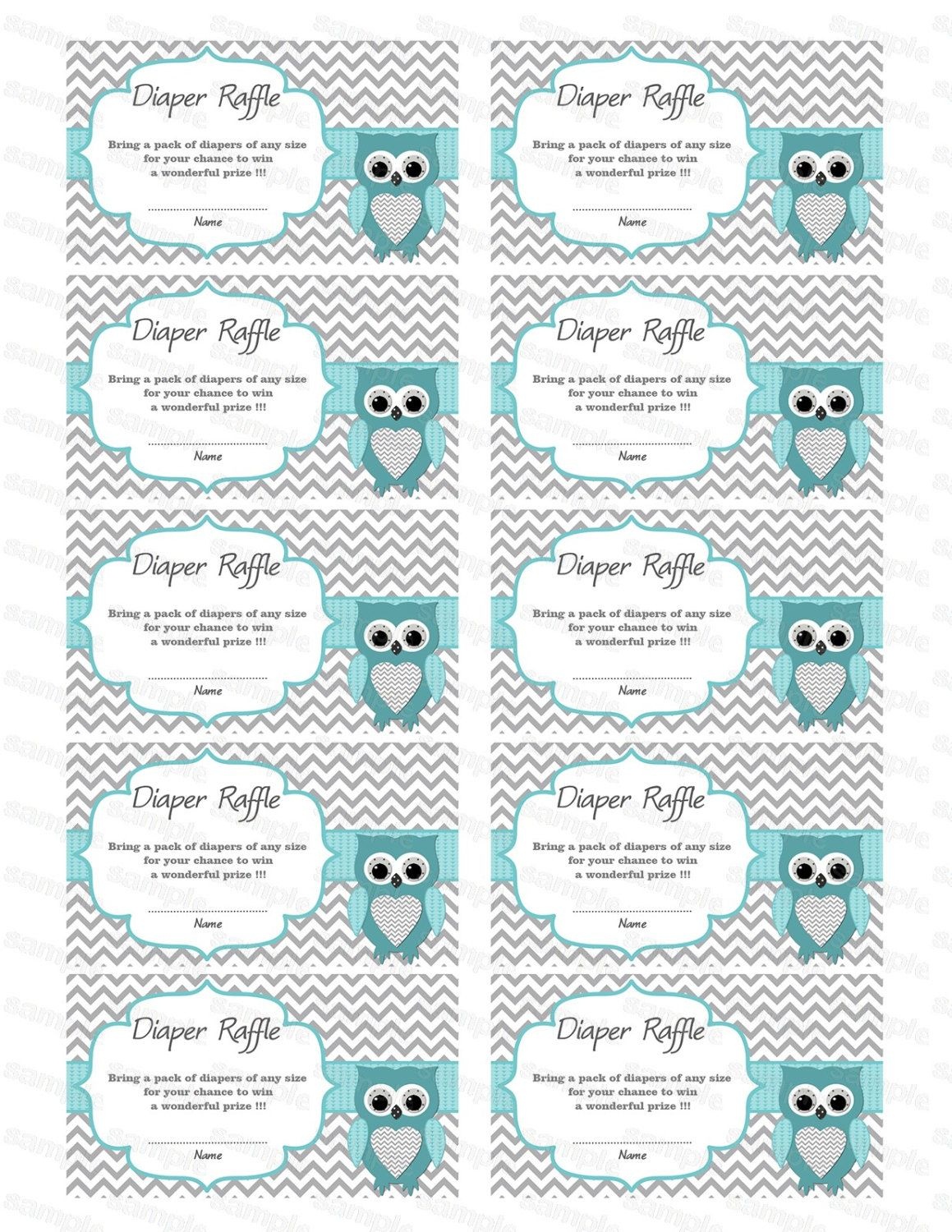 Owl Baby Shower Diaper Raffle Ticket Card Printable Tickets Free For - Free Printable Diaper Raffle Tickets For Boy Baby Shower
