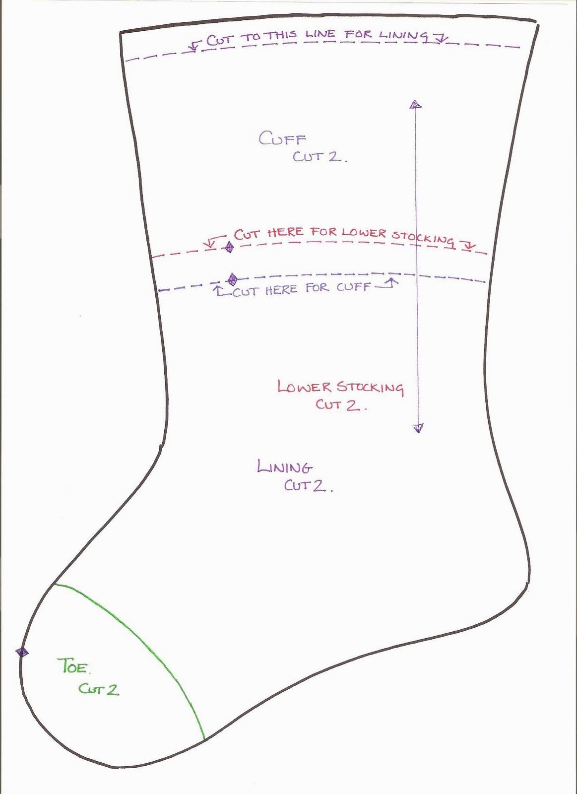 Pattern For Large Christmas Stockings | Silk, Satin And Beading Will - Christmas Stocking Template Printable Free