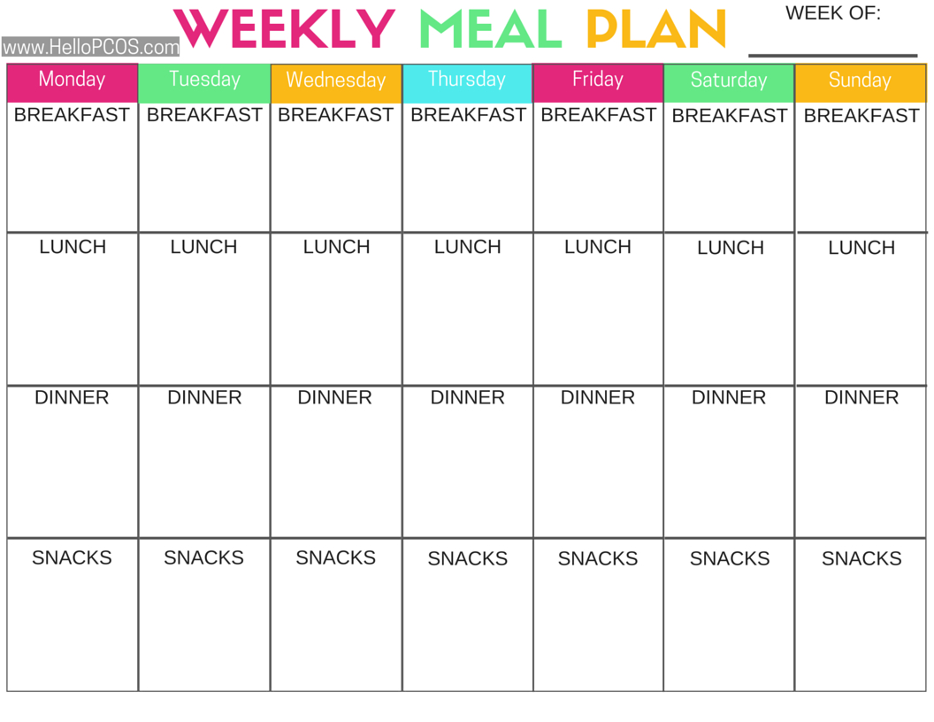 Pcos Diet And Nutrition | Foods, Tips, And Printables - Free Printable Meal Plans For Weight Loss
