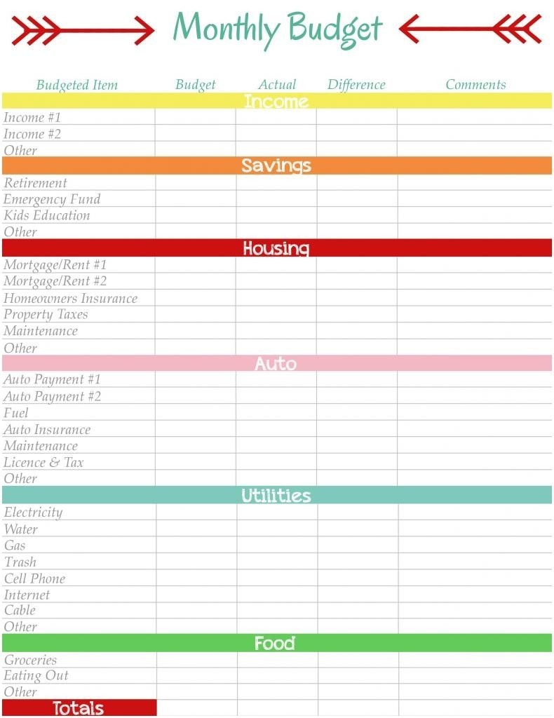 Personal Budget Planner Spreadsheet Excel Template Free Printable - Free Printable Budget Template Monthly