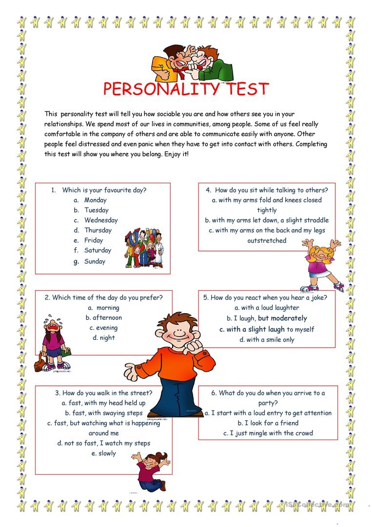 Personality Test I. Worksheet - Free Esl Printable Worksheets Made - Free Printable Personality Test