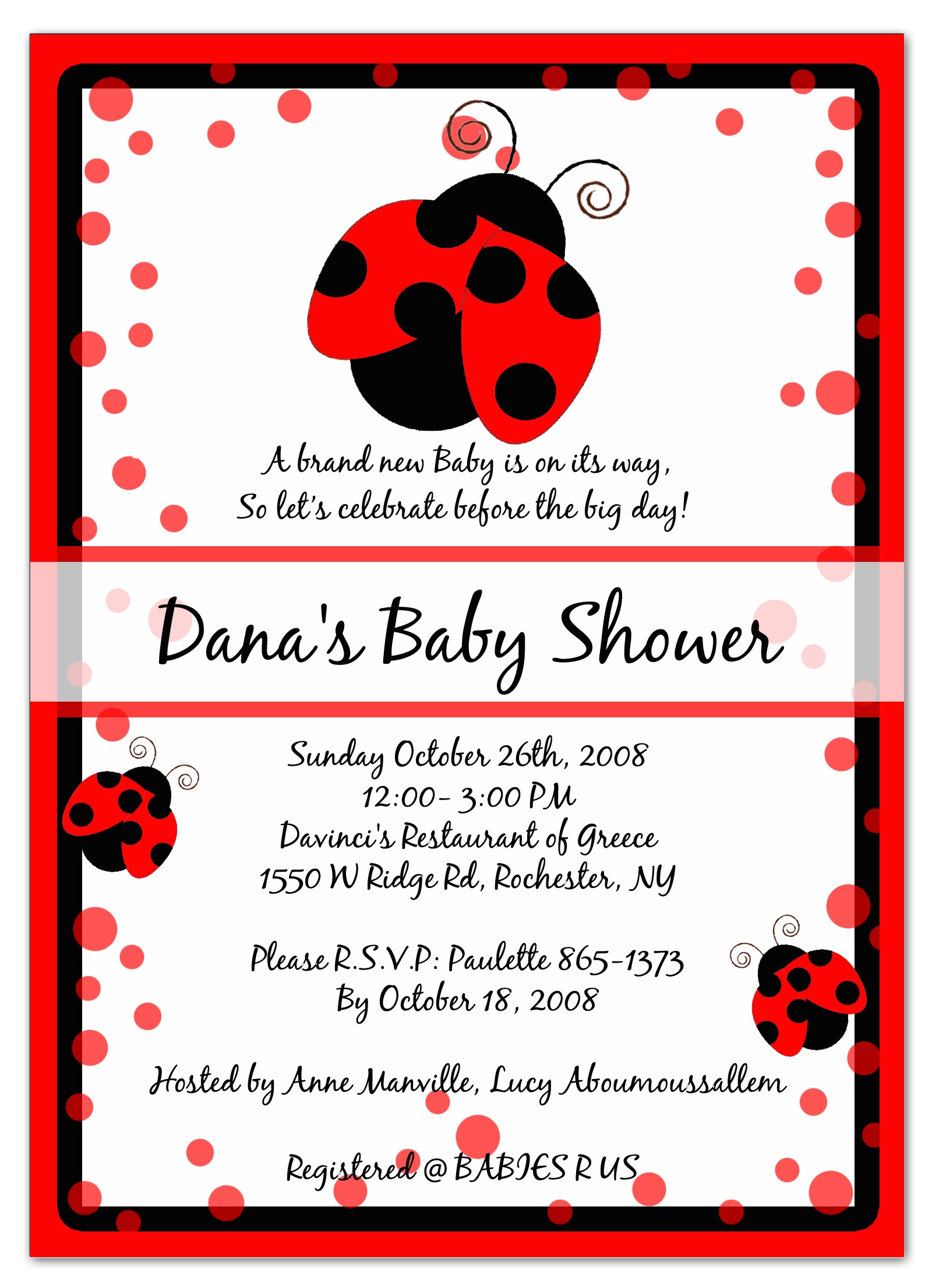 Free Printable Ladybug Baby Shower Invitations Templates