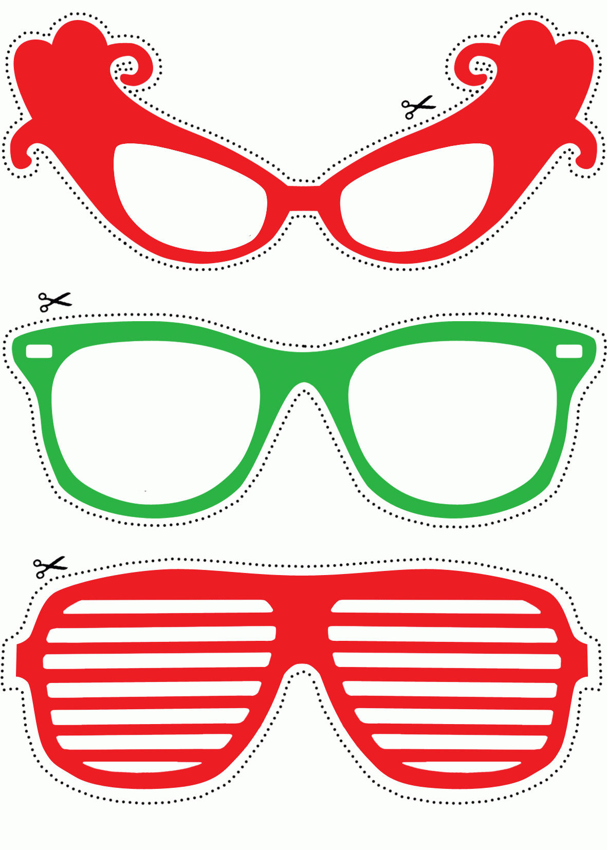 Photo Booth Props: Red And Green Glasses (Free Printable) - Free Photo Booth Props Printable Pdf