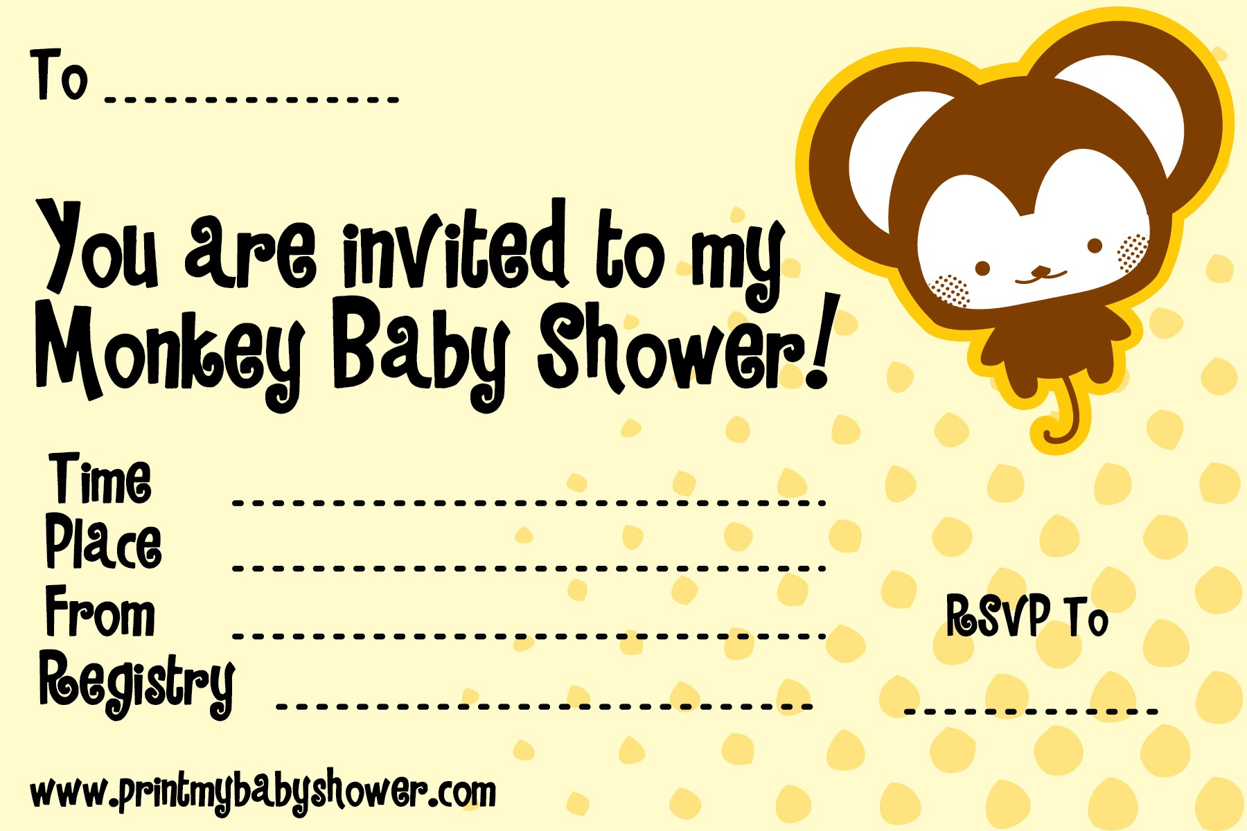 Photo : Free Baby Monkey Baby Shower Image - Free Printable Monkey Girl Baby Shower Invitations