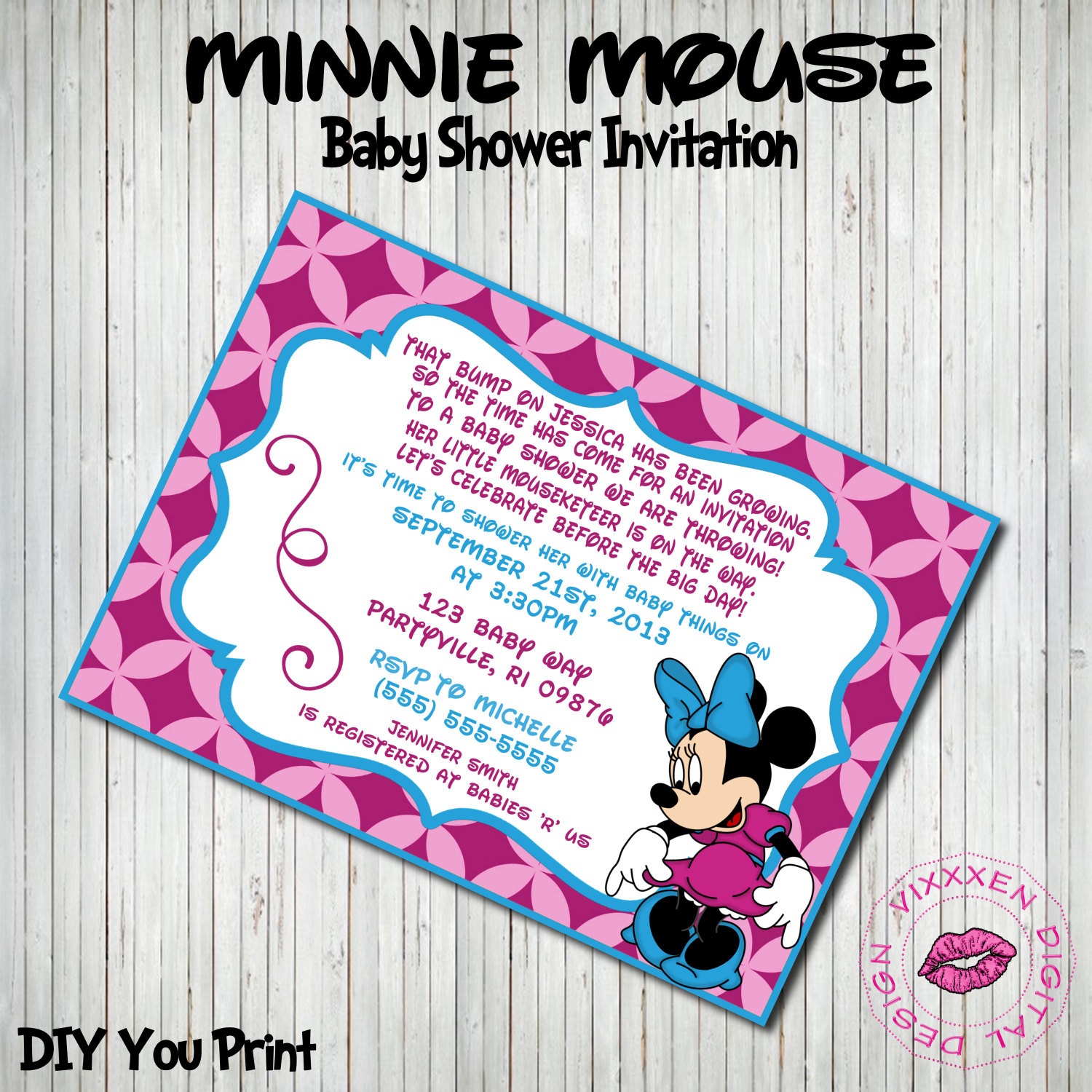 Photo : Make Your Own Minnie Mouse Image - Free Printable Minnie Mouse Baby Shower Invitations