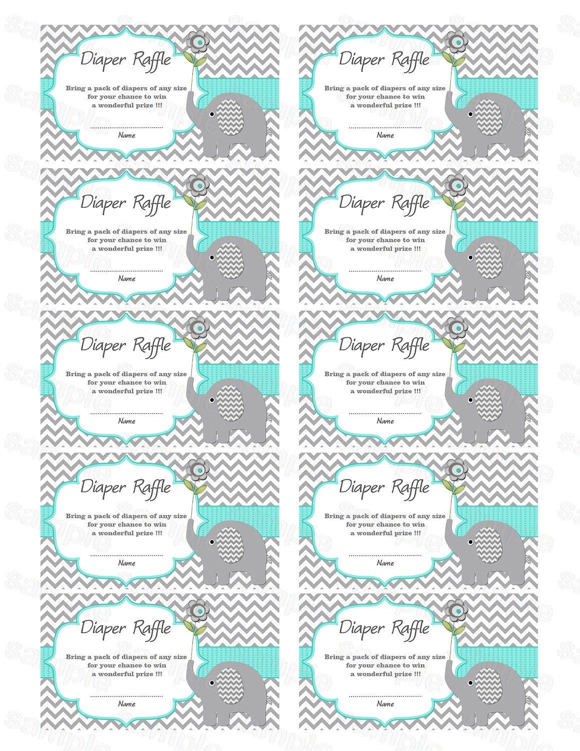 Pincindy Wallace On Diy | Baby Shower Printables, Baby Shower - Free Printable Diaper Raffle Tickets Elephant