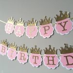 Pink And Gold First Birthday Banner. Princess Birthday Banner   Free Printable Princess Birthday Banner