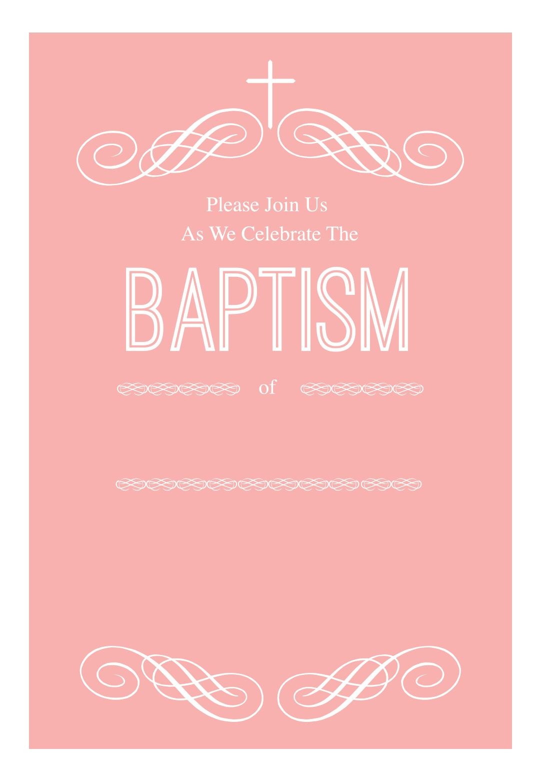 Pink Decorations - Free Printable Baptism &amp;amp; Christening Invitation - Free Printable Baptism Invitations