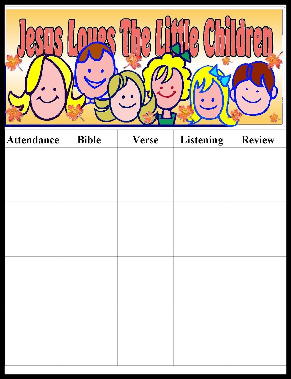 Pinmara Rivera On Sunday School Ideas | Sunday School Kids - Free Printable Sunday School Attendance Sheet