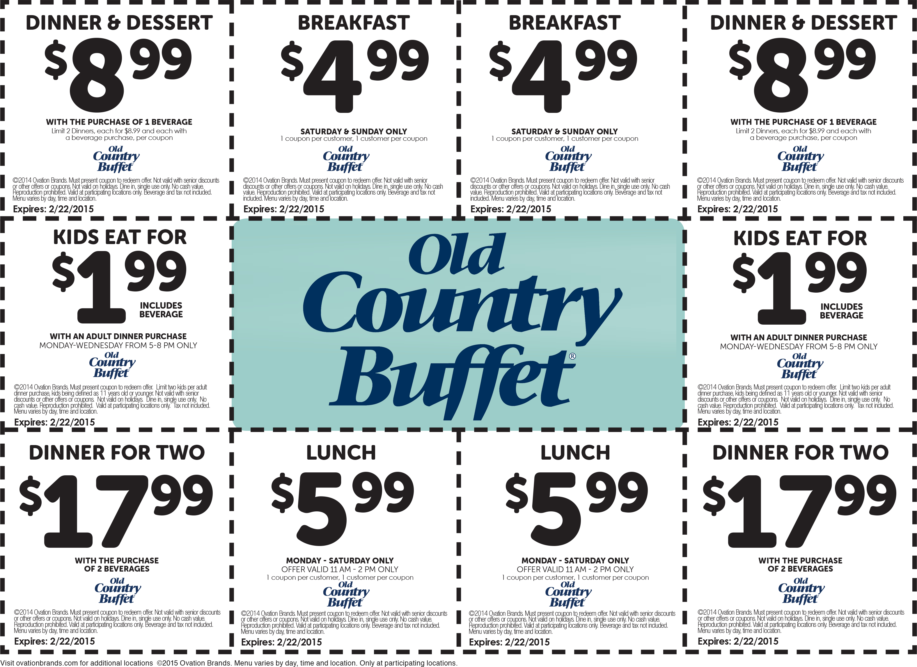Pinned December 31St: $2 Kids, $5 Breakfast, $6 Lunch &amp;amp; More At Old - Old Country Buffet Printable Coupons Buy One Get One Free