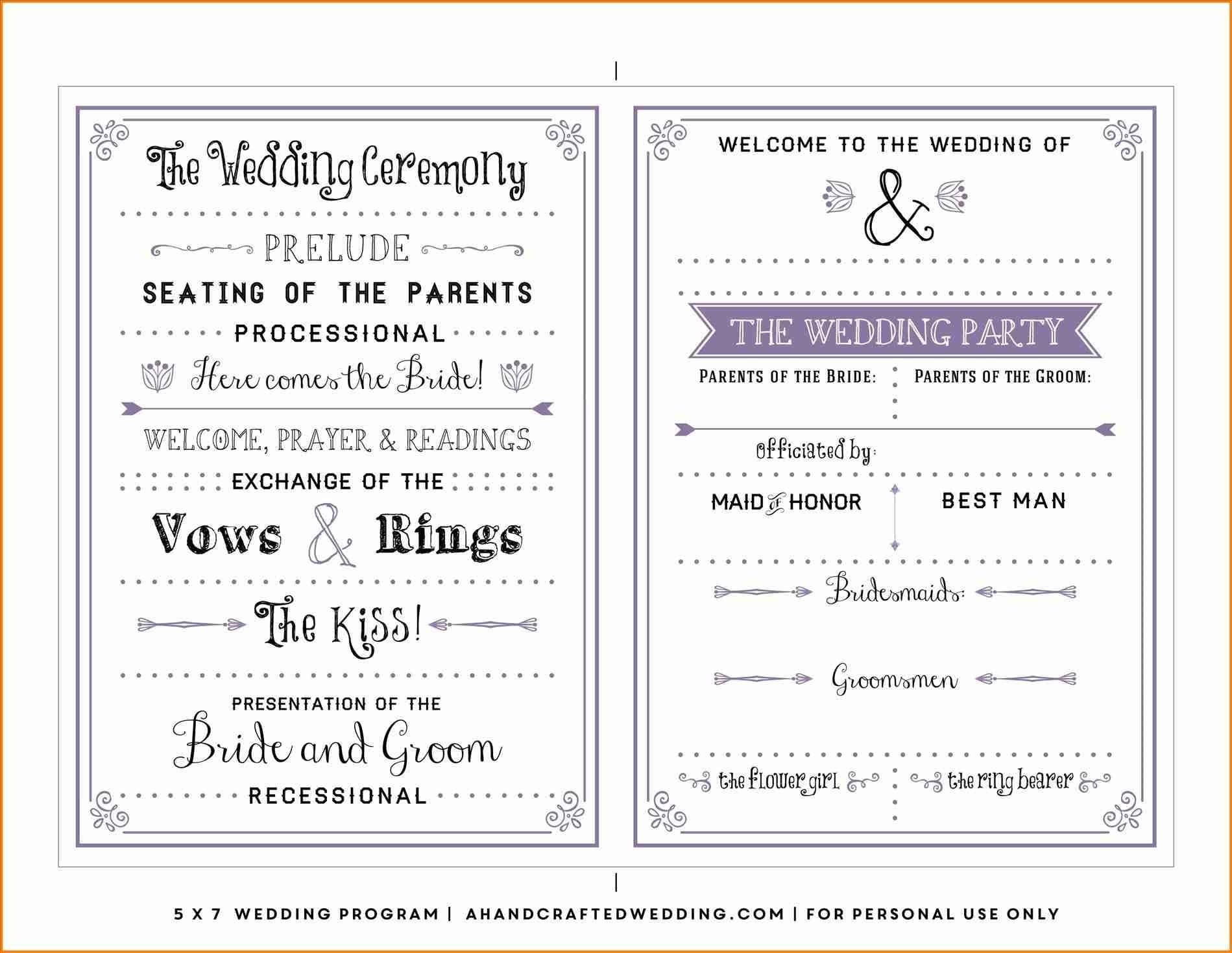 Pinterest - España - Free Printable Wedding Program Templates Word