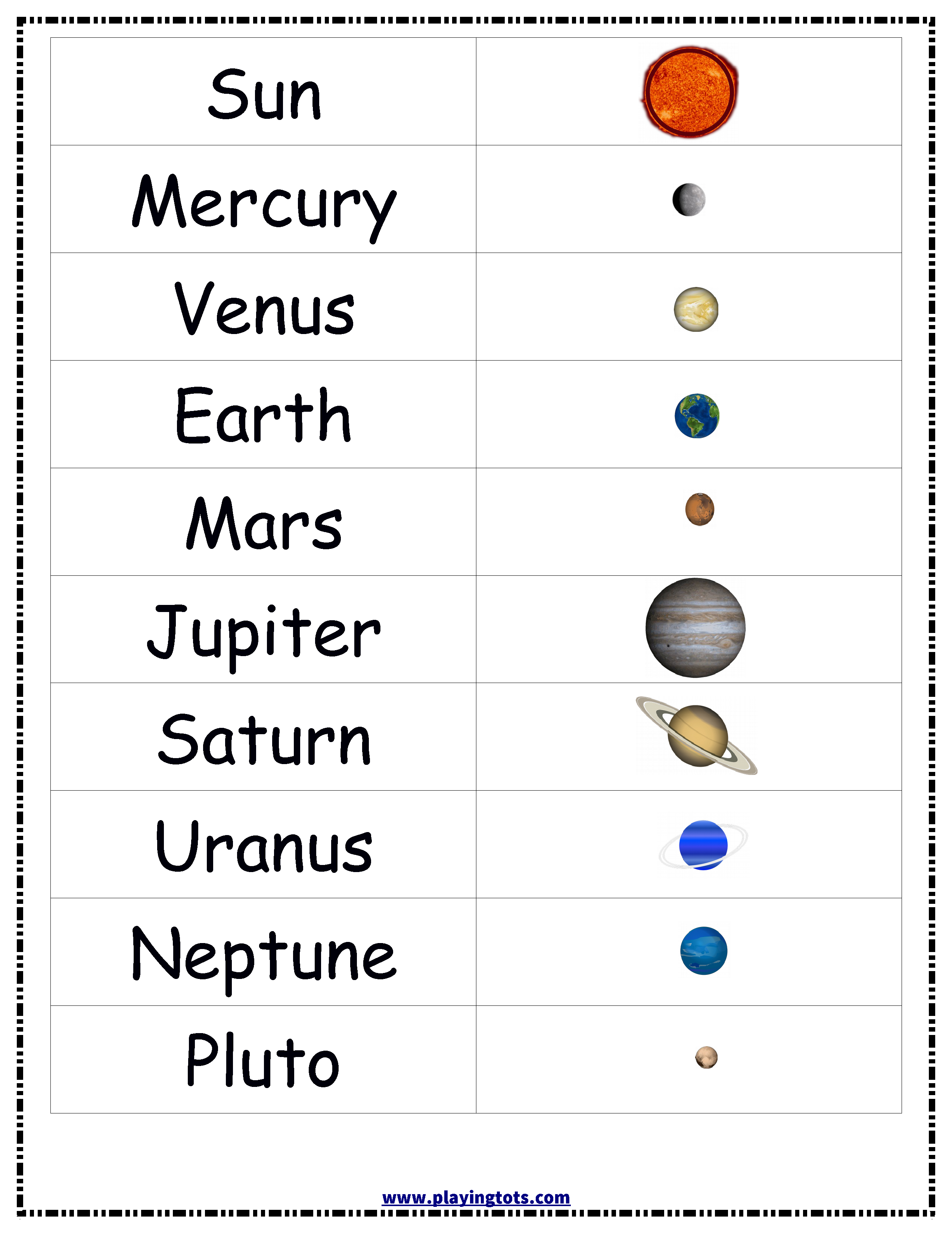 Solar System Charts Free Printable Free Printable A To Z