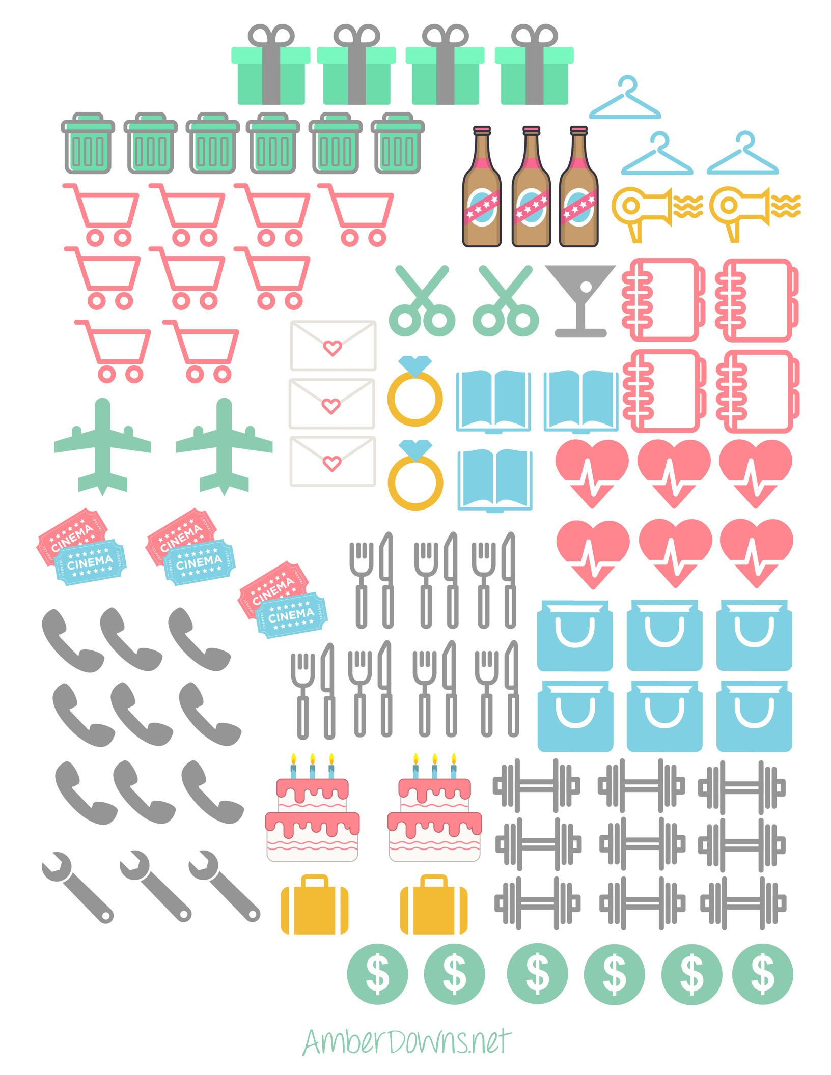 Planner Icon Stickers- Free Printables For Happy Planner And Sil - Free Printable Icons