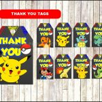 Pokemon Chalkboard Thank You Tags Printable Pokemon Party | Etsy   Free Printable Pokemon Thank You Tags