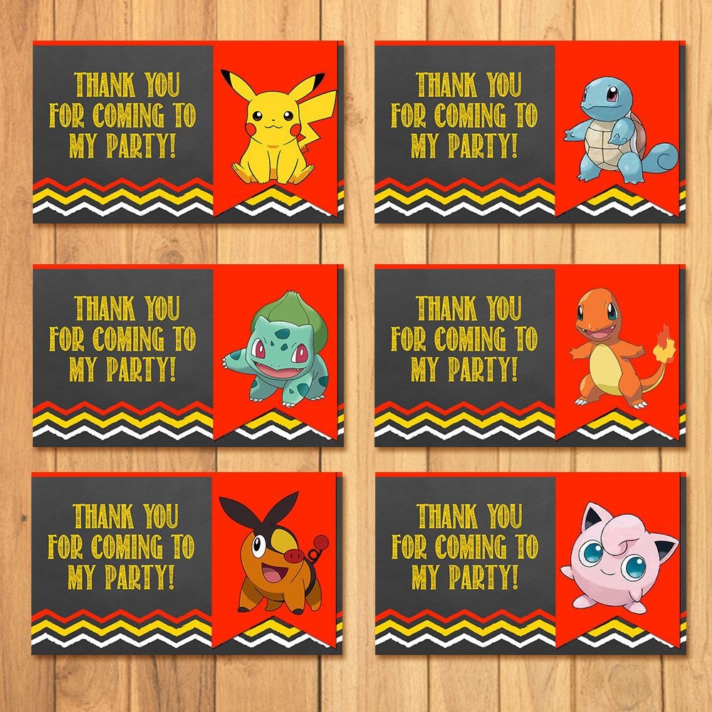 Pokemon Party Tags Chalkboard * Pokemon Goody Bag Tags * Pokemon - Free Printable Pokemon Thank You Tags