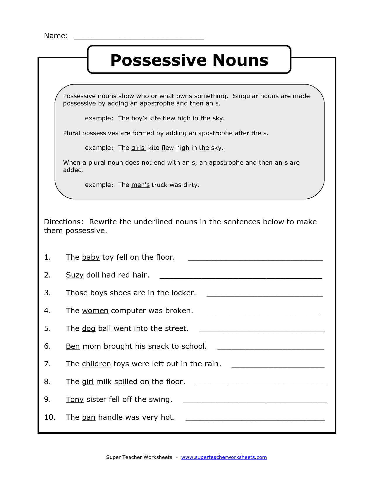 Posessive Nouns - Google Search … | Classroom! | Nouns… - Free Printable Possessive Nouns Worksheets
