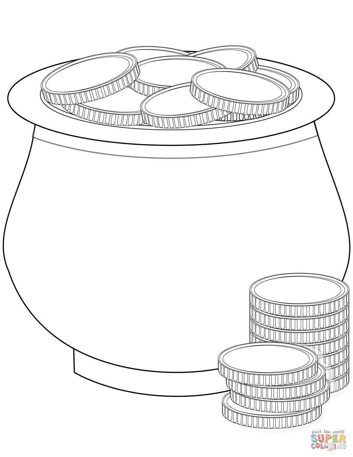 Pot Of Gold Coins Coloring Page | Free Printable Coloring Pages - Free Printable Pot Of Gold Coloring Pages