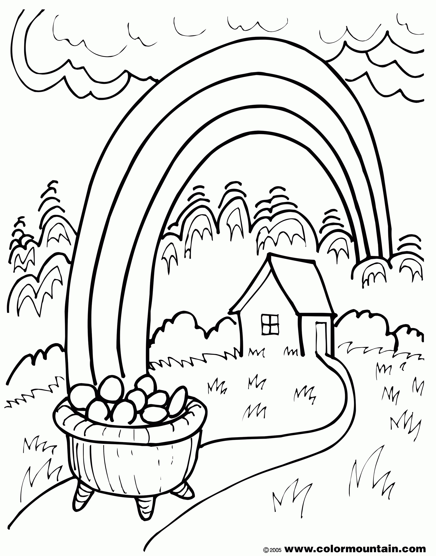 Pot Of Gold Rainbow Coloring Sheet - Create A Printout Or Activity - Free Printable Pot Of Gold Coloring Pages
