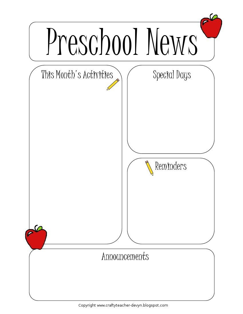 September Printable Newsletter All Grades Kindergarten Free Printable Preschool