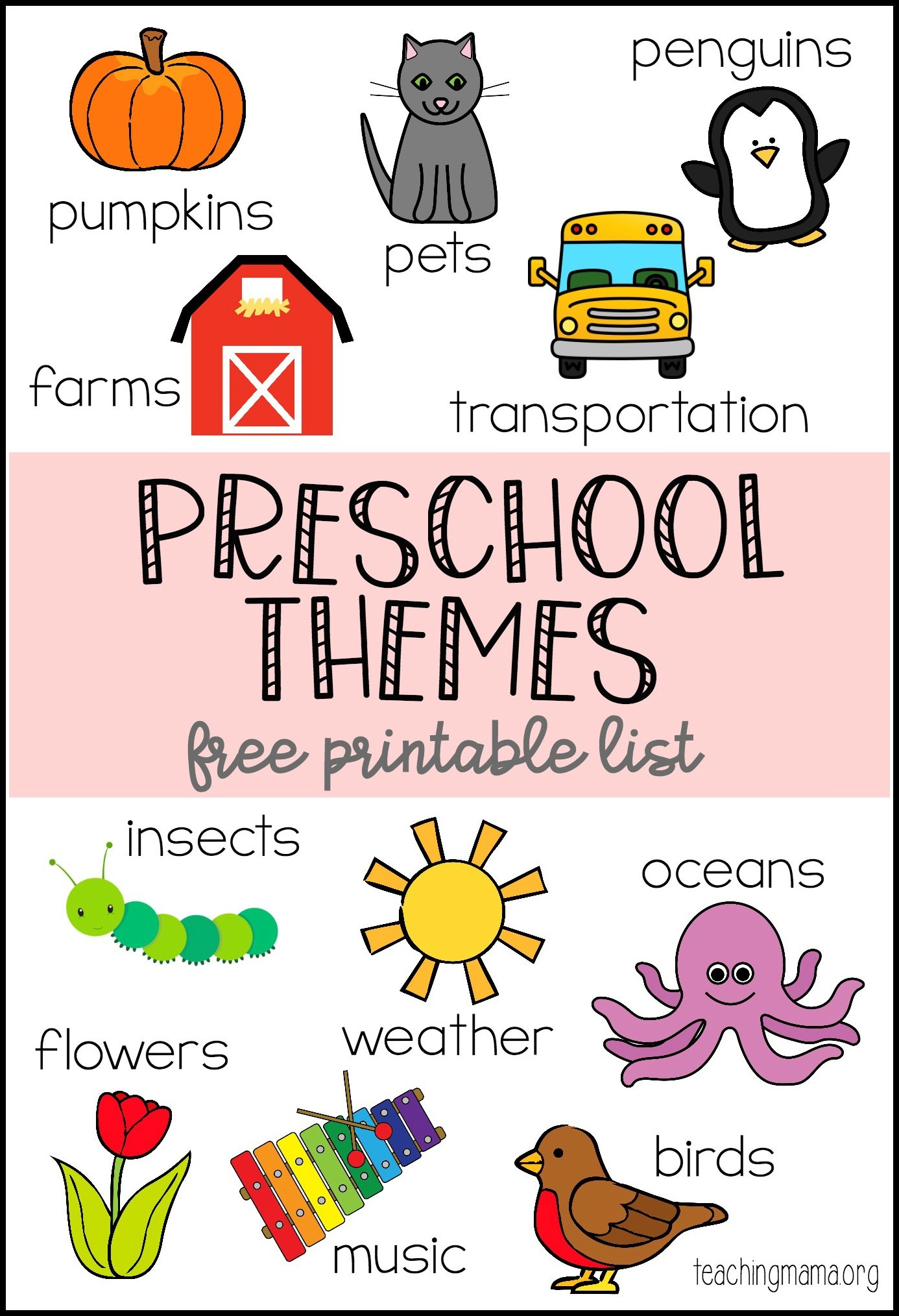 Preschool Themes Printable - Free Printable Early Childhood Activities