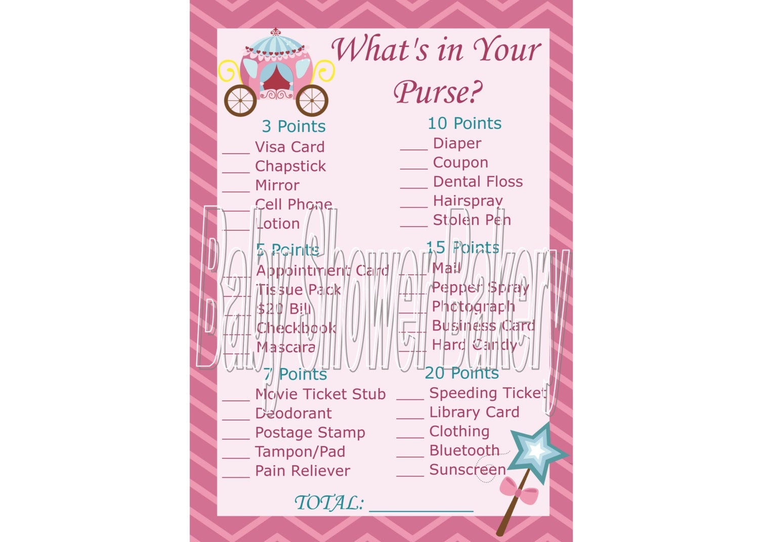 Princess Baby Shower Game Princess Theme Baby Shower | Etsy - Free Printable Baby Shower Games What&amp;#039;s In Your Purse