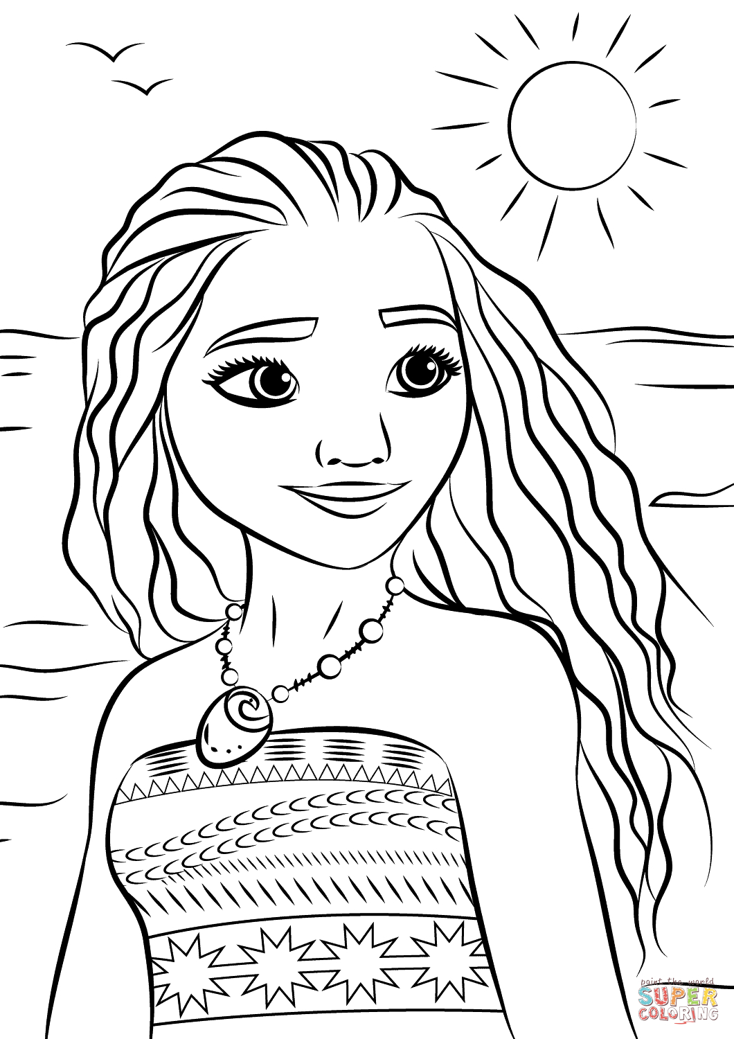 Princess Moana Portrait Coloring Page | Free Printable Coloring - Moana Coloring Pages Free Printable