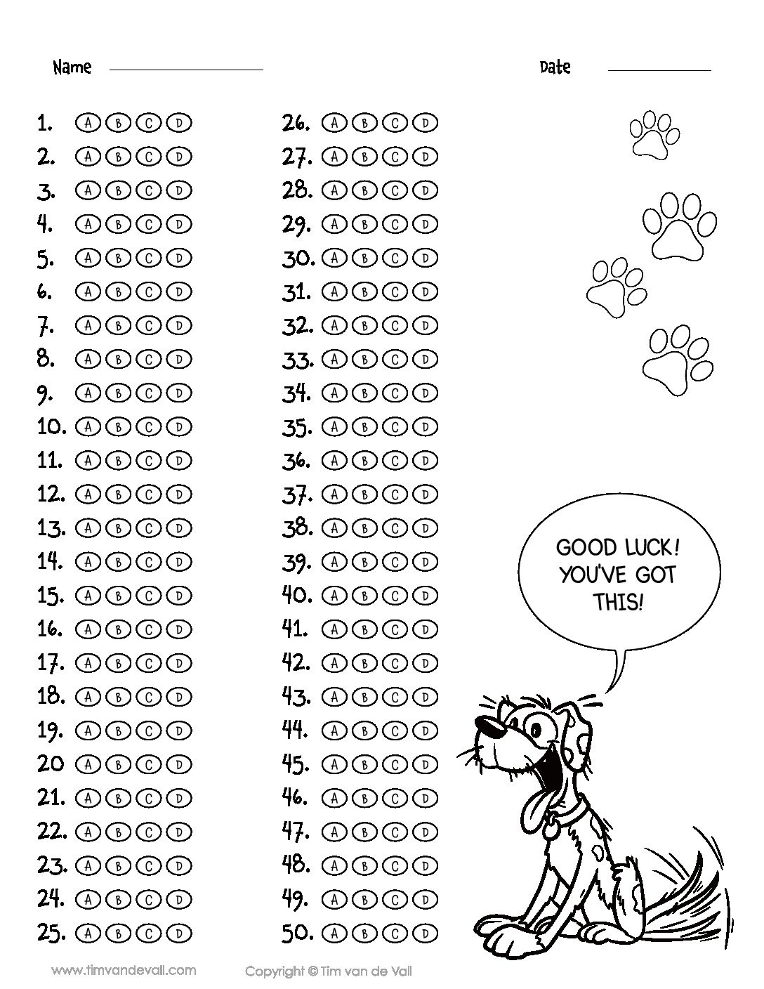 Free Printable Bubble Answer Sheets Free Printable A To Z