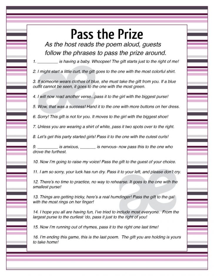 Pass The Prize Baby Shower Game Free Printable