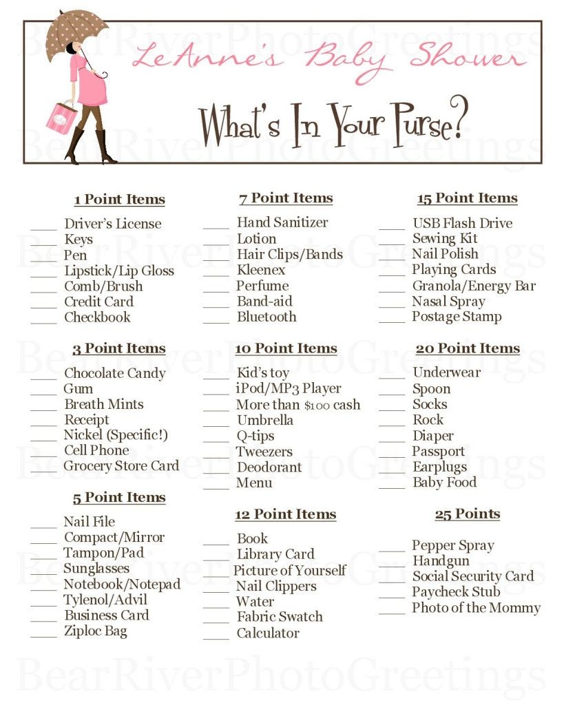 Printable Baby Shower Game What S In Your Pursephotogreetings - Free Printable What&amp;#039;s In Your Purse Game