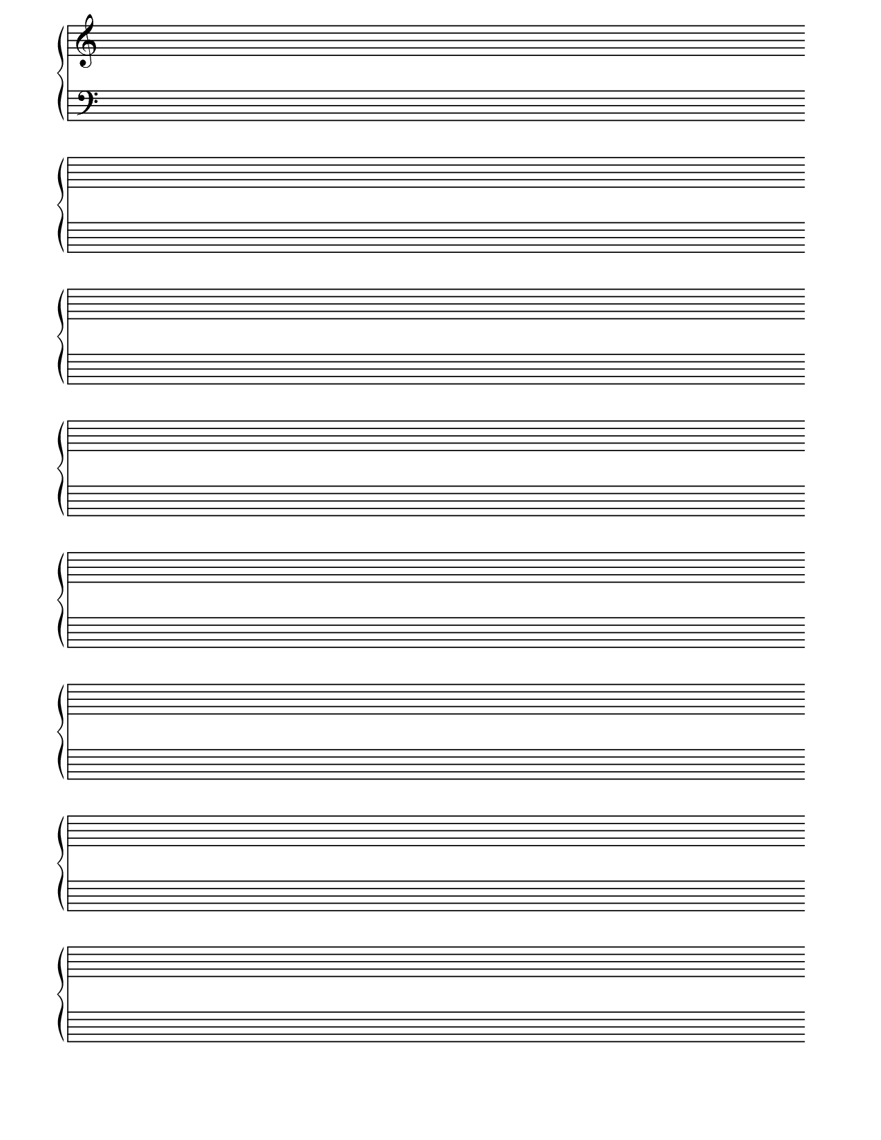 Printable Blank Piano Sheet Music Paper | Print In 2019 | Blank - Free Printable Blank Music Staff Paper