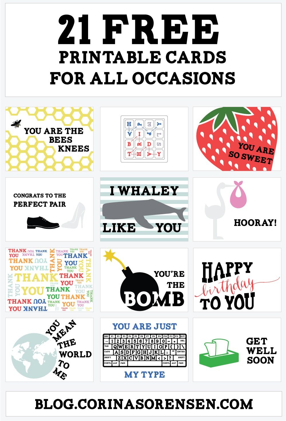 Printable Cards For All Occasions (Corina&amp;#039;s Corner) | Art/prints - Free Printable Cards For All Occasions
