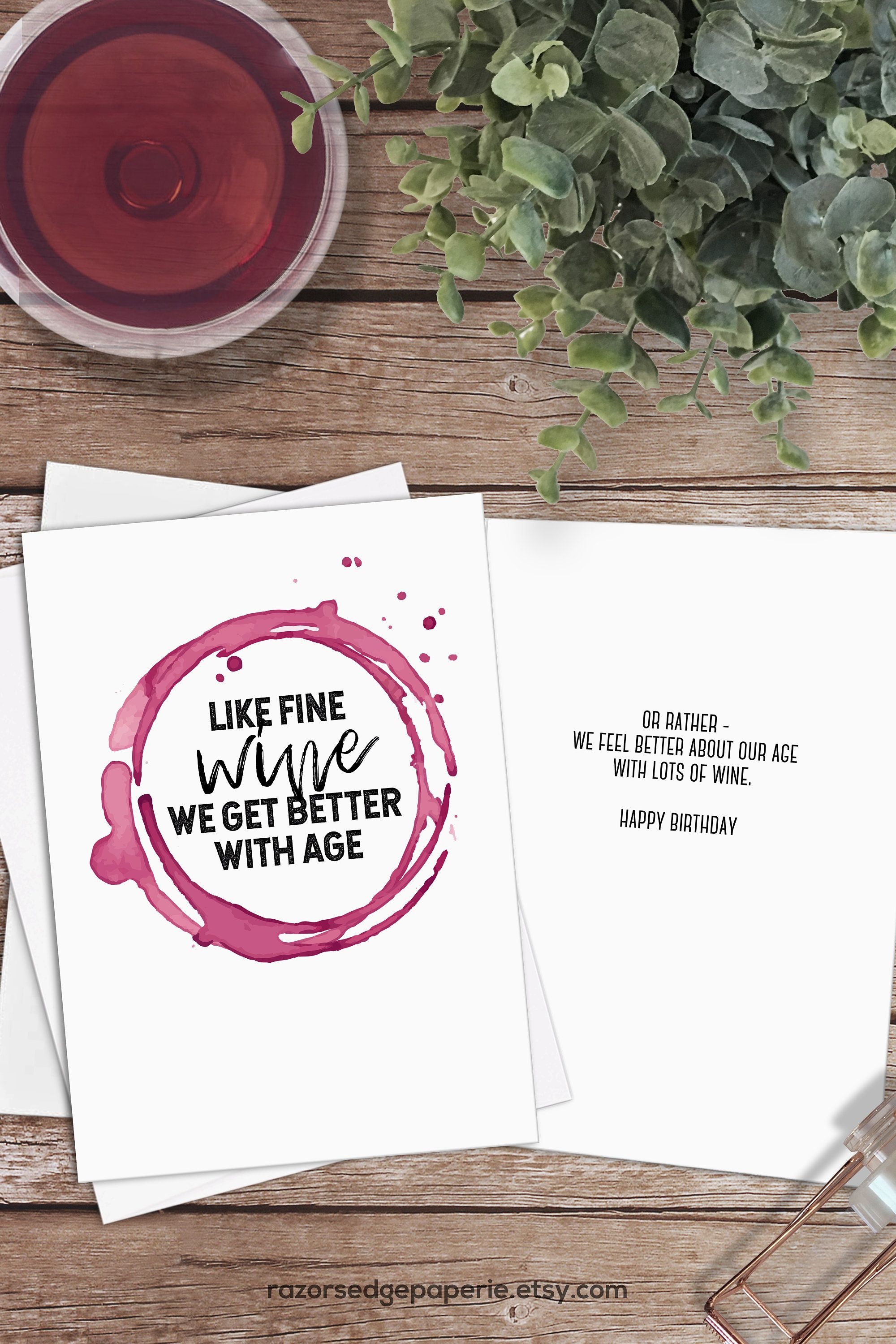 Printable Funny Wine Birthday Card Instant Download // Fine Wine - Free Printable Funny Birthday Cards