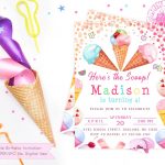 Printable Ice Cream Party Invitation Girl Girl Ice Cream | Etsy   Ice Cream Party Invitations Printable Free