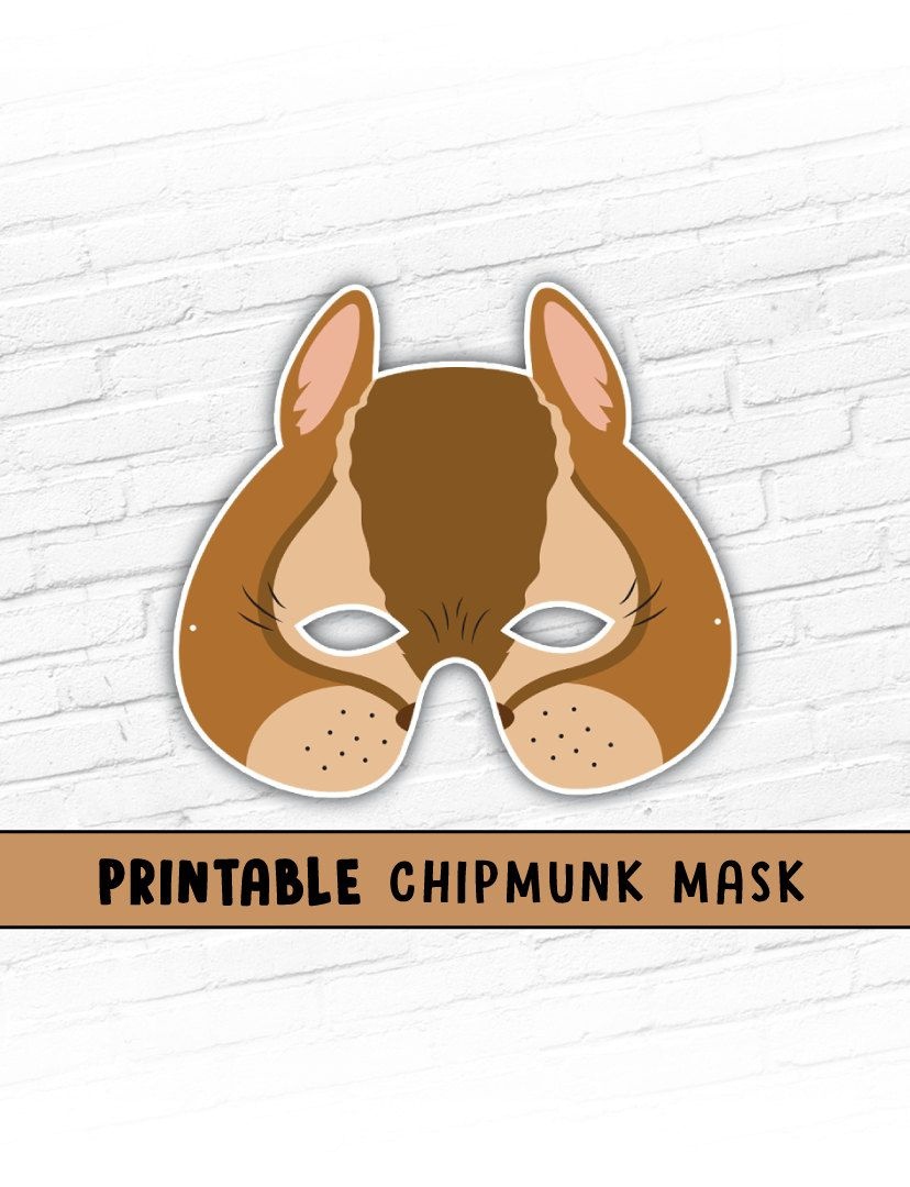 Printable Mask, Halloween, Animal Mask, Chipmunk Mask, Alvin - Free Printable Chipmunk Mask